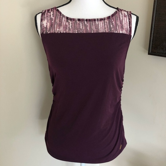 **CALVIN KLEIN* Purple Sheer Shoulder Top Size S - Picture 1 of 8